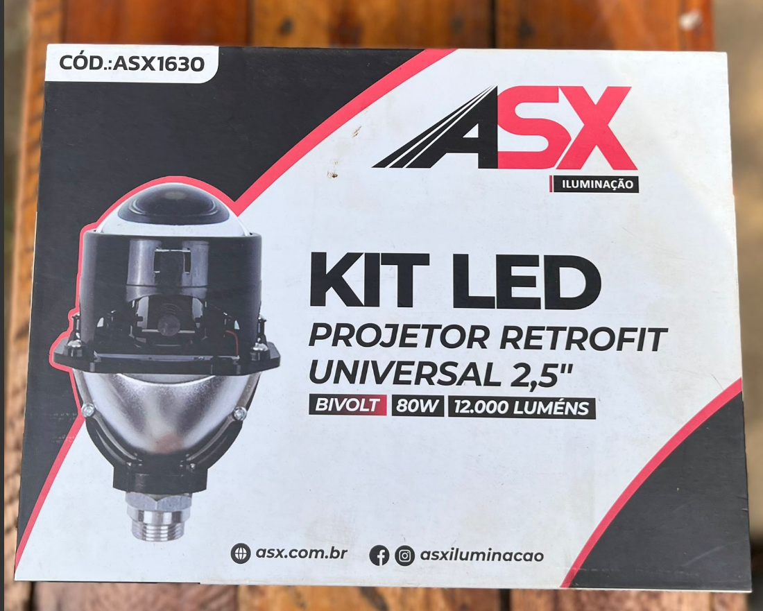 KIT LED PROJETOR RETROFIT UNIVERSAL 2,5 80W 12000 LUMENS