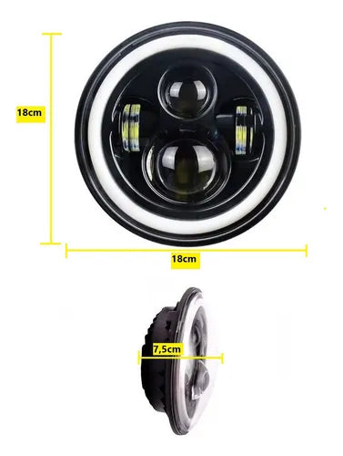1 FAROL DE LED 7 POLEGADAS ANGEL EYE DRL AUXILIAR