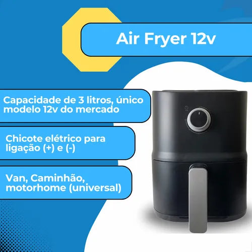 PANELA ELÉTRICA AIR FRYER AUTOMOTIVA 12V CARRO CAMINHÃO 3L