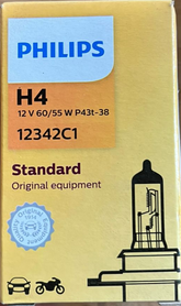 LÂMPADA CRISTAL H4 60/55W P43T-38 PHILIPS ORIGINAL 12342C1