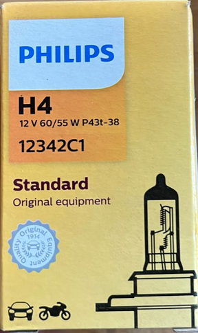 LÂMPADA CRISTAL H4 60/55W P43T-38 PHILIPS ORIGINAL 12342C1