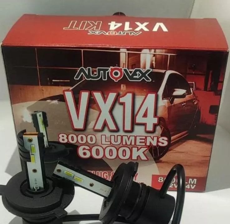 PAR LÂMPADA FAROL ENCAIXE H7 SUPER LED NANO VX14 6000K 8000 LUMENS