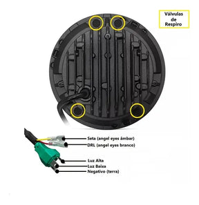 1 FAROL DE LED 7 POLEGADAS ANGEL EYE DRL AUXILIAR