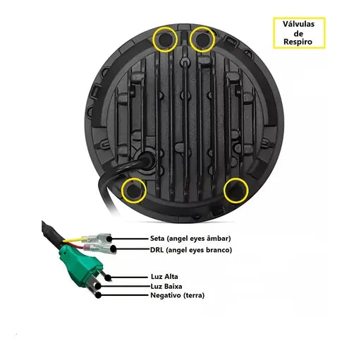 1 FAROL DE LED 7 POLEGADAS ANGEL EYE DRL AUXILIAR