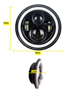 1 FAROL DE LED 7 POLEGADAS ANGEL EYE DRL AUXILIAR