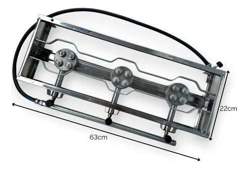 FOGÃO FOGAREIRO 3 BOCAS ALTA PRESSÃO INDUSTRIAL + KIT GÁS