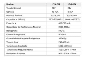 AR CONDICIONADO INVERTER 12V ELÉTRICO TETO CAMINHÃO
