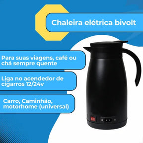 CHALEIRA ELÉTRICA 12/24V PORTÁTIL AUTOMOTIVA CARRO CAMINHÃO