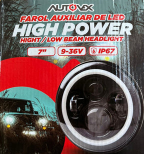 1 FAROL DE LED 7 POLEGADAS ANGEL EYE DRL AUXILIAR