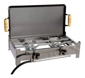 FOGAREIRO 2 BOCAS EM INOX - C/ CHAPA E C/BASE - ESTILOFER